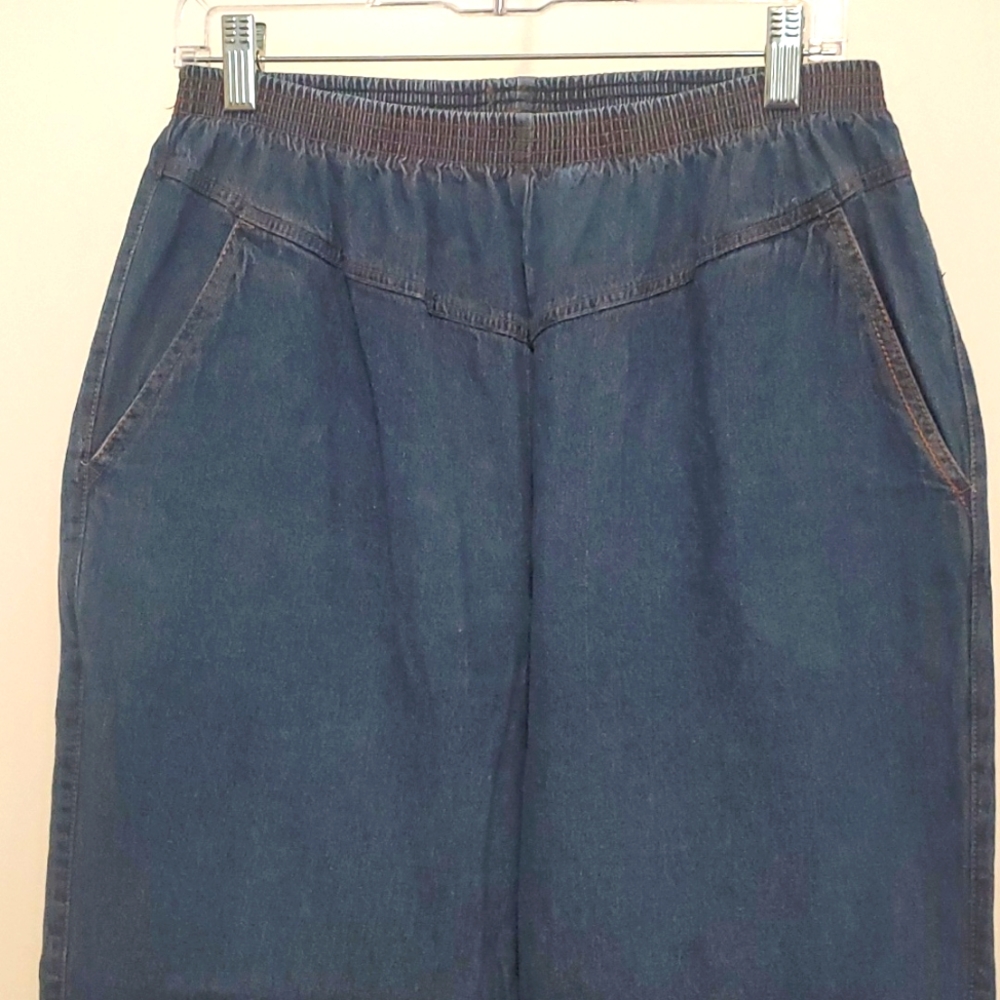 American sweetheart dark wash denim elastic waist jeans sz 14.